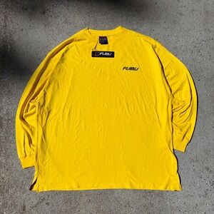 FUBU Mens Long Sleeve T-Shirt Yellow Embroidered Logo Cotton Size 2X NWT‎